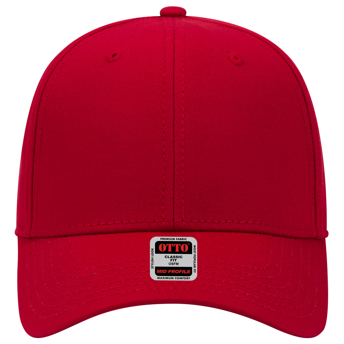 OTTO CAP 6 Panel Mid Profile Baseball Cap OTTO 27-1235 Otto Cap 002 - Red OSFM - Adult