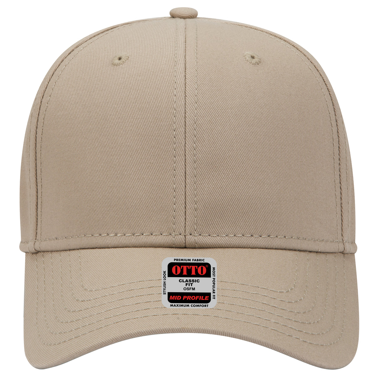 OTTO CAP 6 Panel Mid Profile Baseball Cap OTTO 27-1235 Otto Cap 032 - Khaki OSFM - Adult