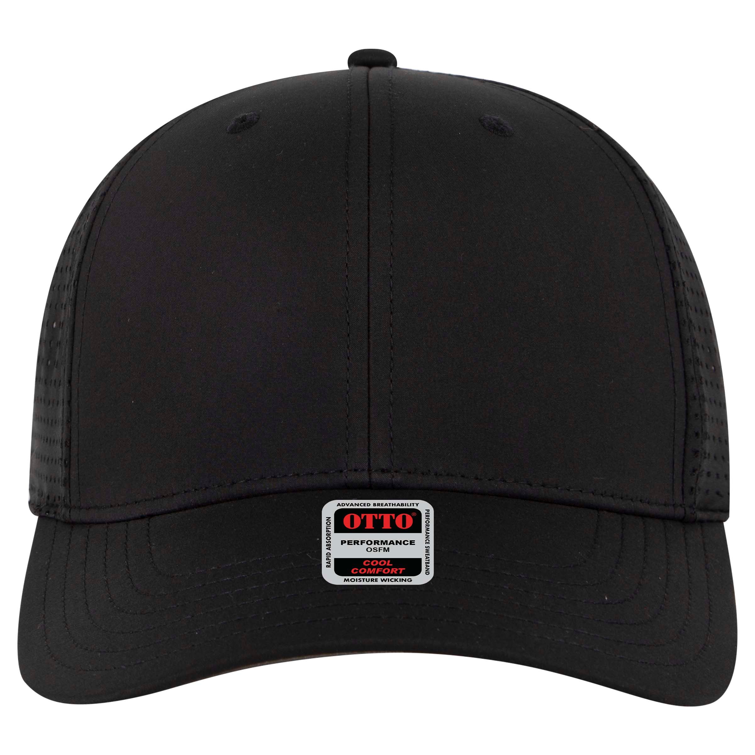 OTTO CAP 6 Panel Mid Profile Style Baseball Cap OTTO 27-2 Otto Cap 003B - Black OSFM - Adult