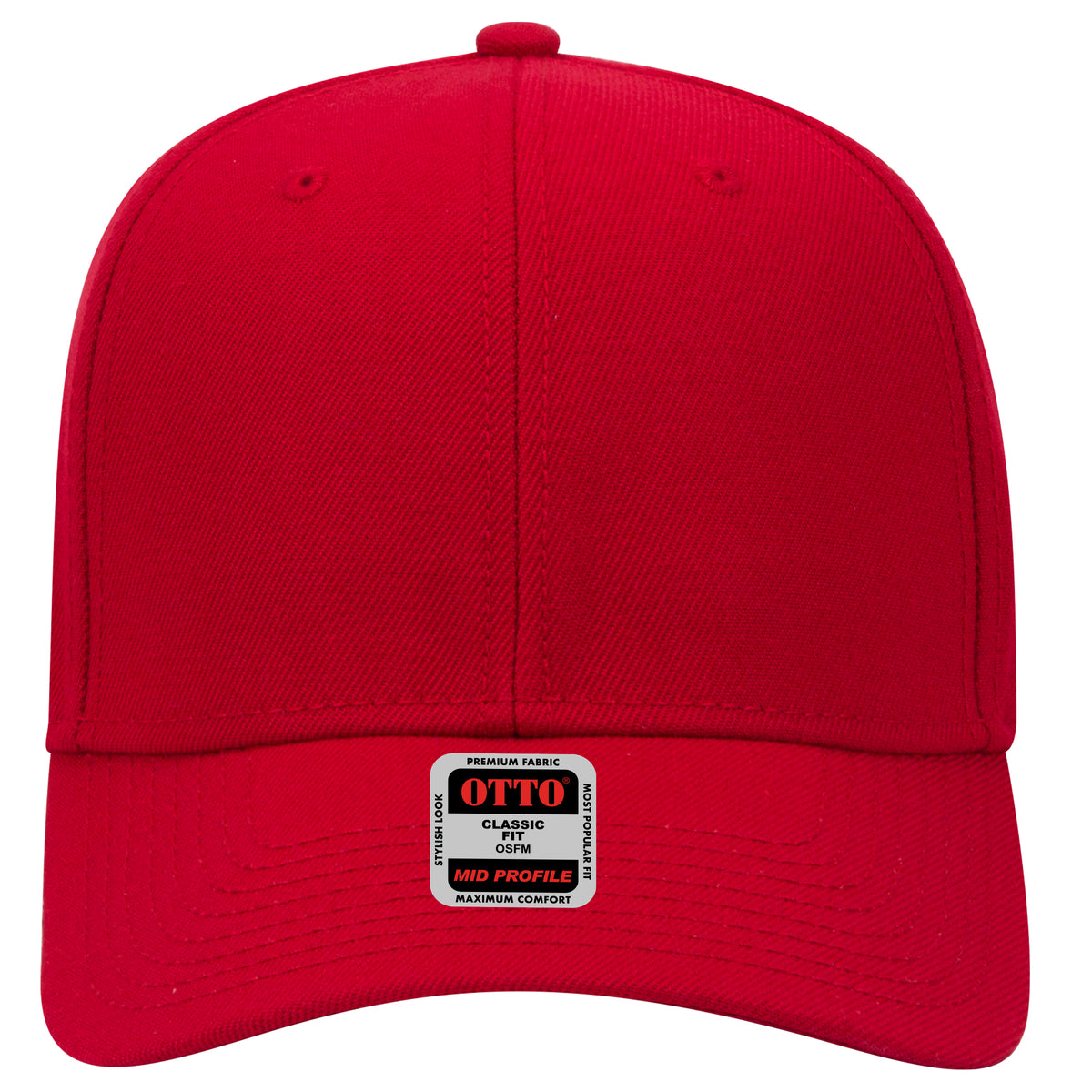 OTTO CAP 6 Panel Mid Profile Baseball Cap OTTO 27-210 Otto Cap 002 - Red OSFM - Adult