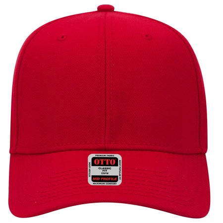 OTTO CAP 6 Panel Mid Profile Baseball Cap OTTO 27-210 Otto Cap 002 - Red OSFM - Adult