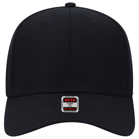 OTTO CAP 6 Panel Mid Profile Baseball Cap OTTO 27-210 Otto Cap 003 - Black OSFM - Adult