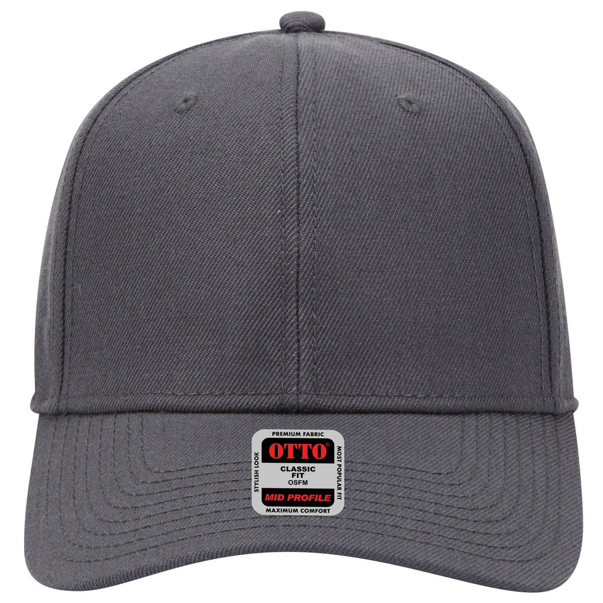 OTTO CAP 6 Panel Mid Profile Baseball Cap OTTO 27-210 Otto Cap 025 - Char. Gray OSFM - Adult