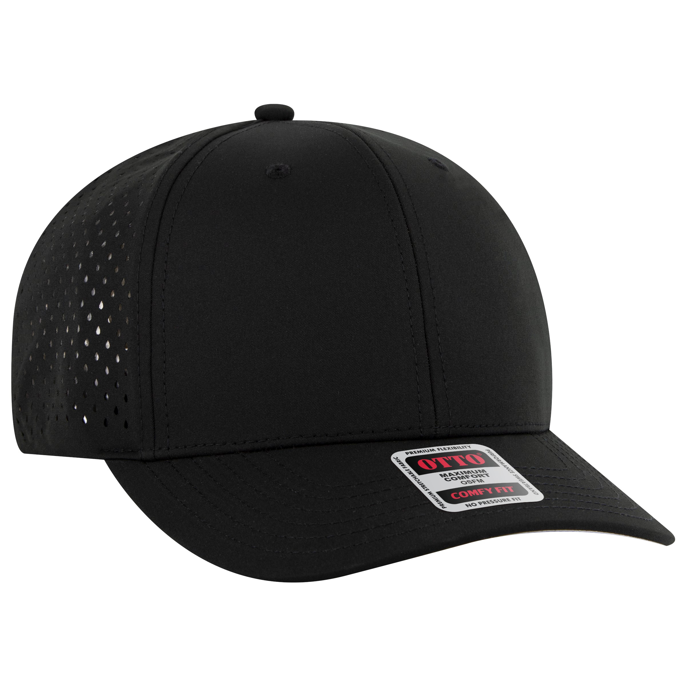 OTTO CAP "OTTO COMFY FIT" 6 Panel Mid Profile Baseball Cap OTTO 27-3 Otto Cap 003 - Black OSFM - Adult