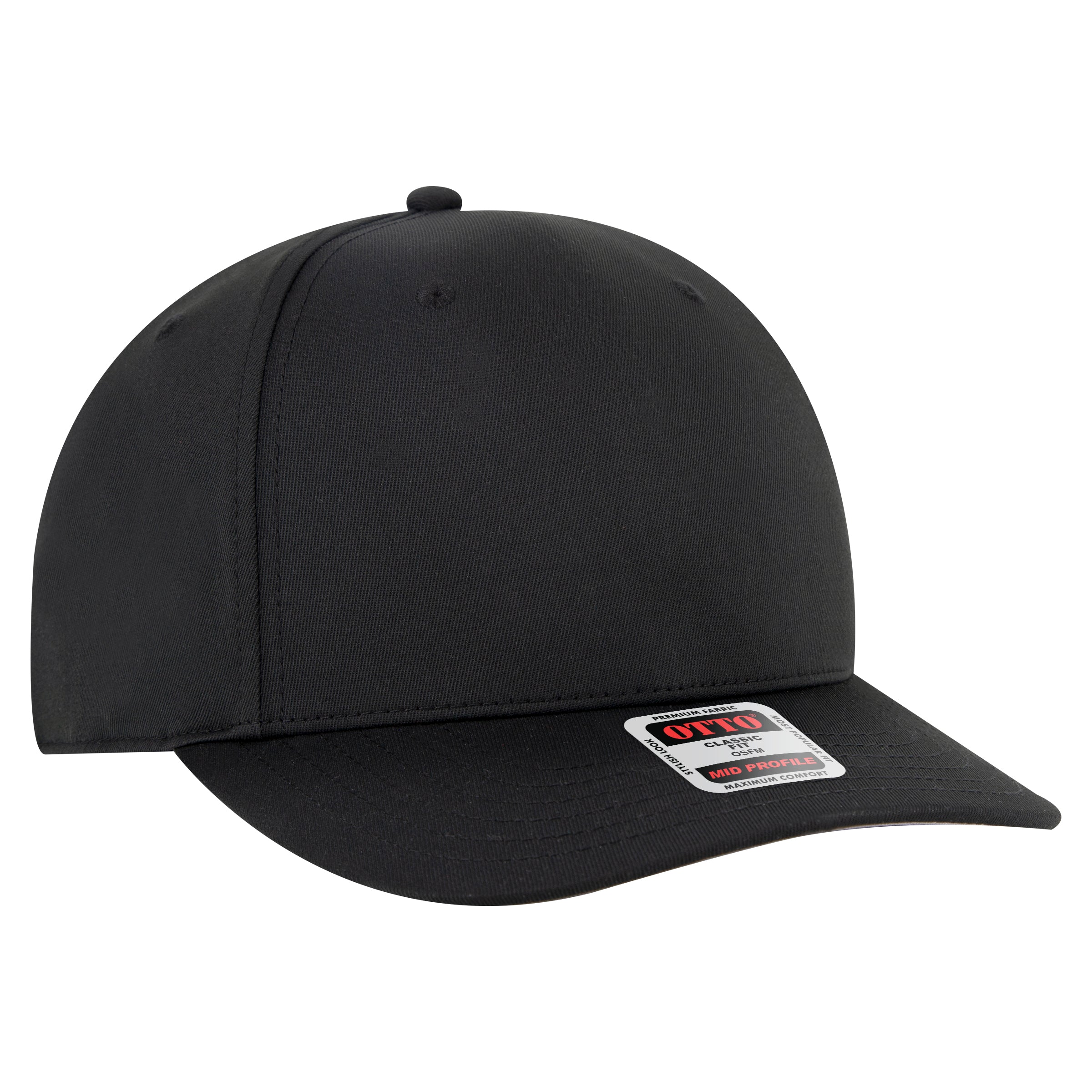 OTTO CAP Seamless 6 Panel Mid Profile Baseball Cap OTTO 270-1 Otto Cap 003 - Black OSFM - Adult