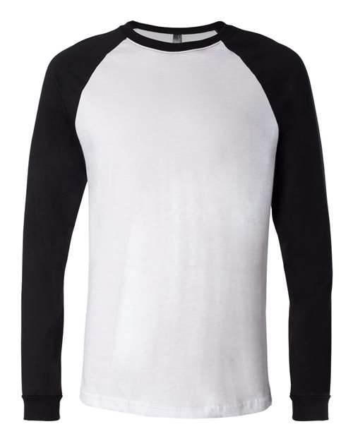 BELLA + CANVAS Long Sleeve Jersey Baseball Tee - BELLA + CANVAS 3000 BELLA + CANVAS White/ Black S