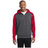 Mens Colorblock Tech Fleece 1/4-Zip Hooded Sweatshirt DRI-EQUIP Graphite Heather/ True Red X-Small