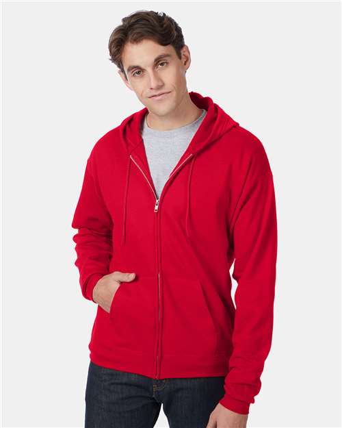 Hanes Ecosmart® Full-Zip Hooded Sweatshirt - Hanes P180 Hanes Deep Red S