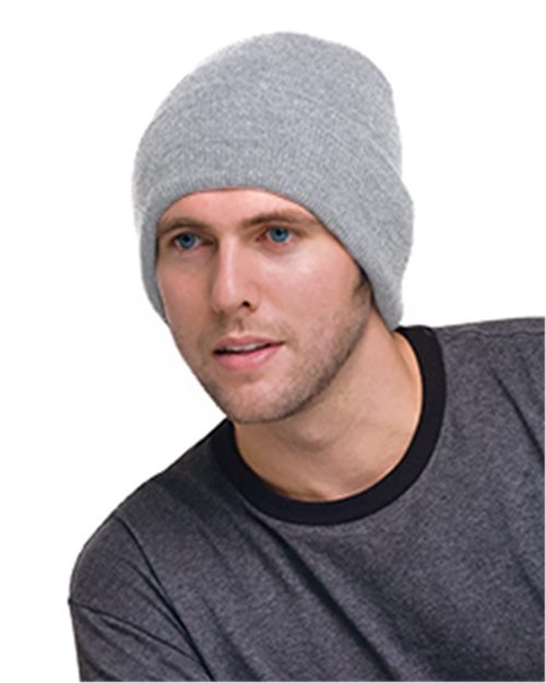 Bayside USA-Made 12'' Knit Cuffed Beanie - Bayside 3825 Bayside Navy One Size