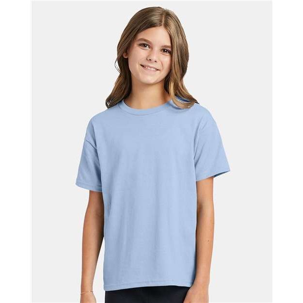 Hanes Ecosmart™ Youth T-Shirt - Light Blue - Hanes 5370 Hanes Light Blue XS