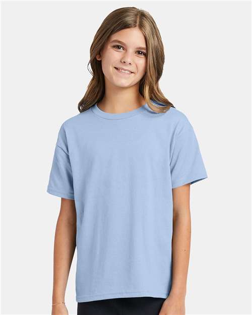 Hanes Ecosmart™ Youth T-Shirt - Light Blue - Hanes 5370 Hanes