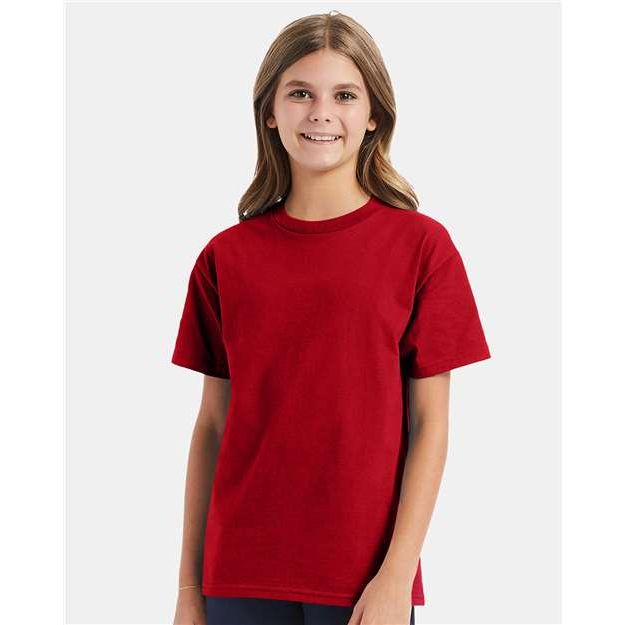 Hanes Authentic Youth T-Shirt - Deep Red - Hanes 5450 Hanes Deep Red XS