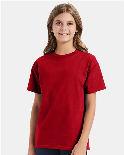 Hanes Authentic Youth T-Shirt - Deep Red - Hanes 5450 Hanes Deep Red XS