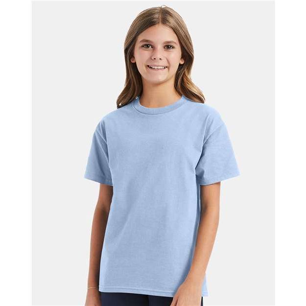 Hanes Authentic Youth T-Shirt - Light Blue - Hanes 5450 Hanes Light Blue XS