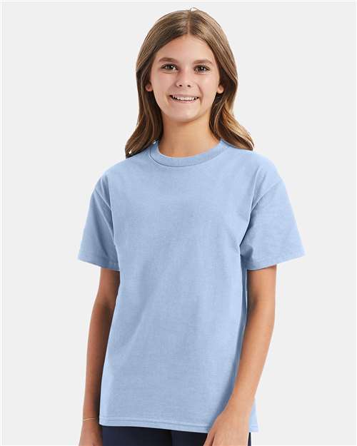 Hanes Authentic Youth T-Shirt - Light Blue - Hanes 5450 Hanes Light Blue XS