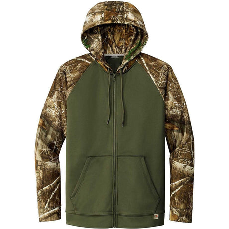 Joe's USA Moisture Wicking 2-Tone Full-Zip Camo Hoodie Joe's USA X-Small Olive Drab Green/ Realtree Edge