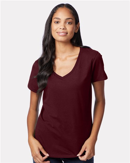 Hanes Perfect-T Women’s V-Neck T-Shirt - Ash - Hanes S04V Hanes