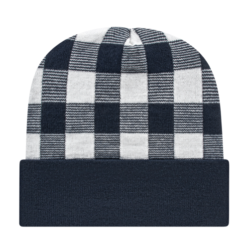 Cap America USA-Made Beanie RKP12 Plaid Knit Cap with Cuff