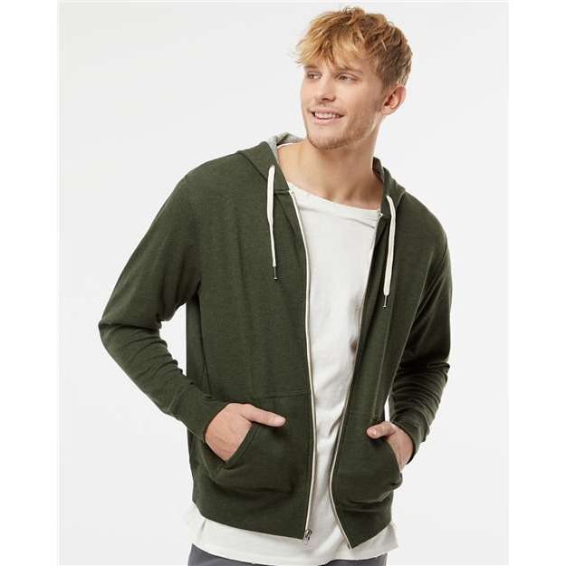 Independent Trading Co. Heathered French Terry Full-Zip Hooded Sweatshirt - Independent Trading Co. PRM90HTZ Independent Trading Co. Olive Heather XS