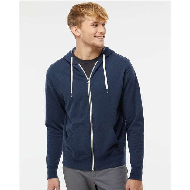 Independent Trading Co. Heathered French Terry Full-Zip Hooded Sweatshirt - Independent Trading Co. PRM90HTZ Independent Trading Co. Navy Heather XS