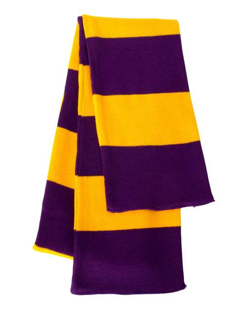 Sportsman Rugby-Striped Knit Scarf - Sportsman SP02 Sportsman Purple/ Gold One Size