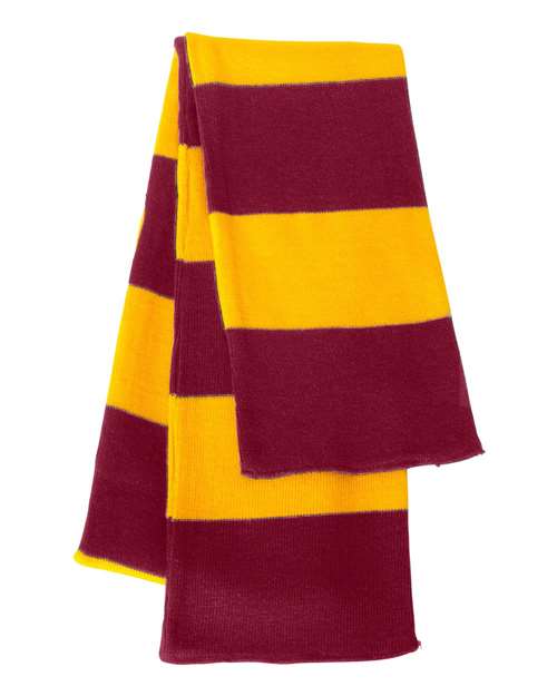 Sportsman Rugby-Striped Knit Scarf - Sportsman SP02 Sportsman Cardinal/ Gold One Size