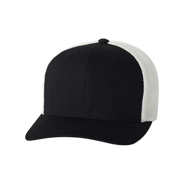 Flexfit Trucker Cap - Flexfit 6511 Flexfit Black/ White One Size