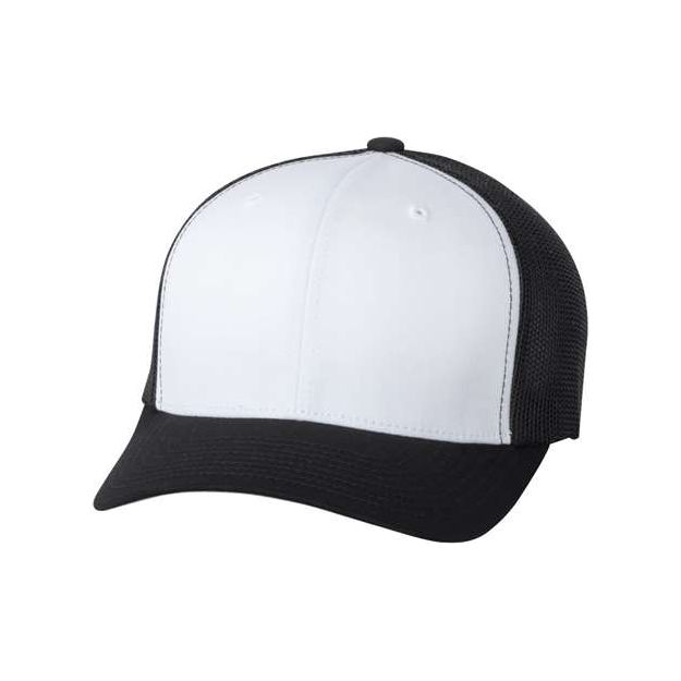 Flexfit Trucker Cap - Flexfit 6511 Flexfit Black/ White/ Black One Size