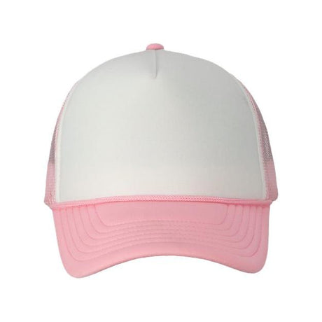 Valucap Foam Mesh-Back Trucker Cap - Valucap VC700 Valucap White/ Pink Adjustable