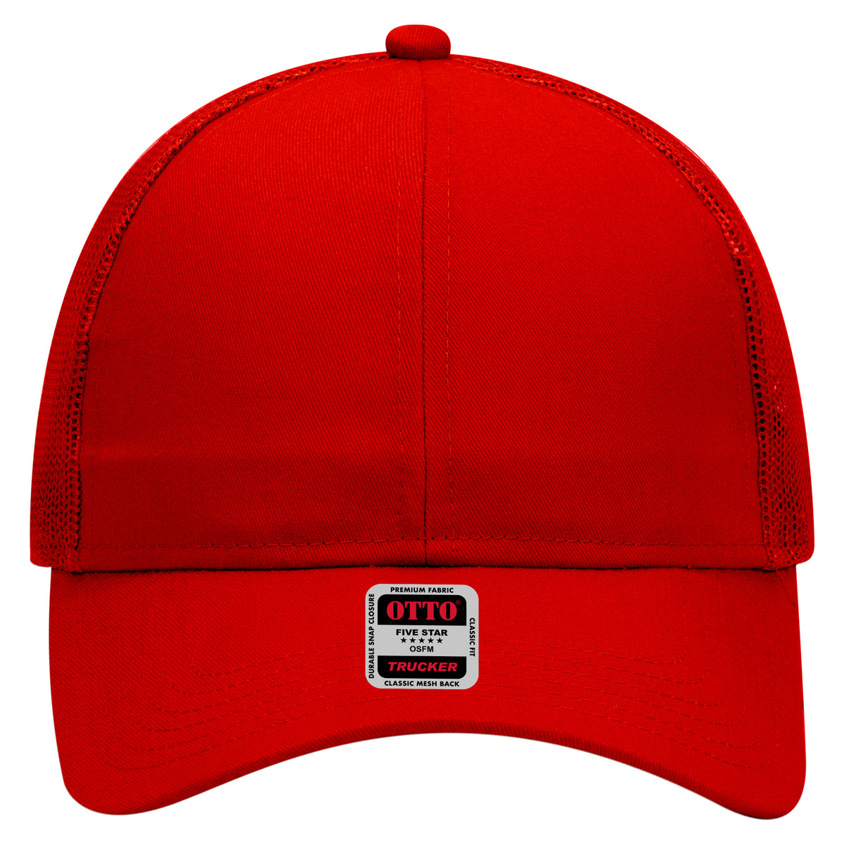 OTTO CAP 6 Panel Mid Profile Mesh Back Trucker Hat OTTO 30-287 Otto Cap 002 - Red OSFM - Adult