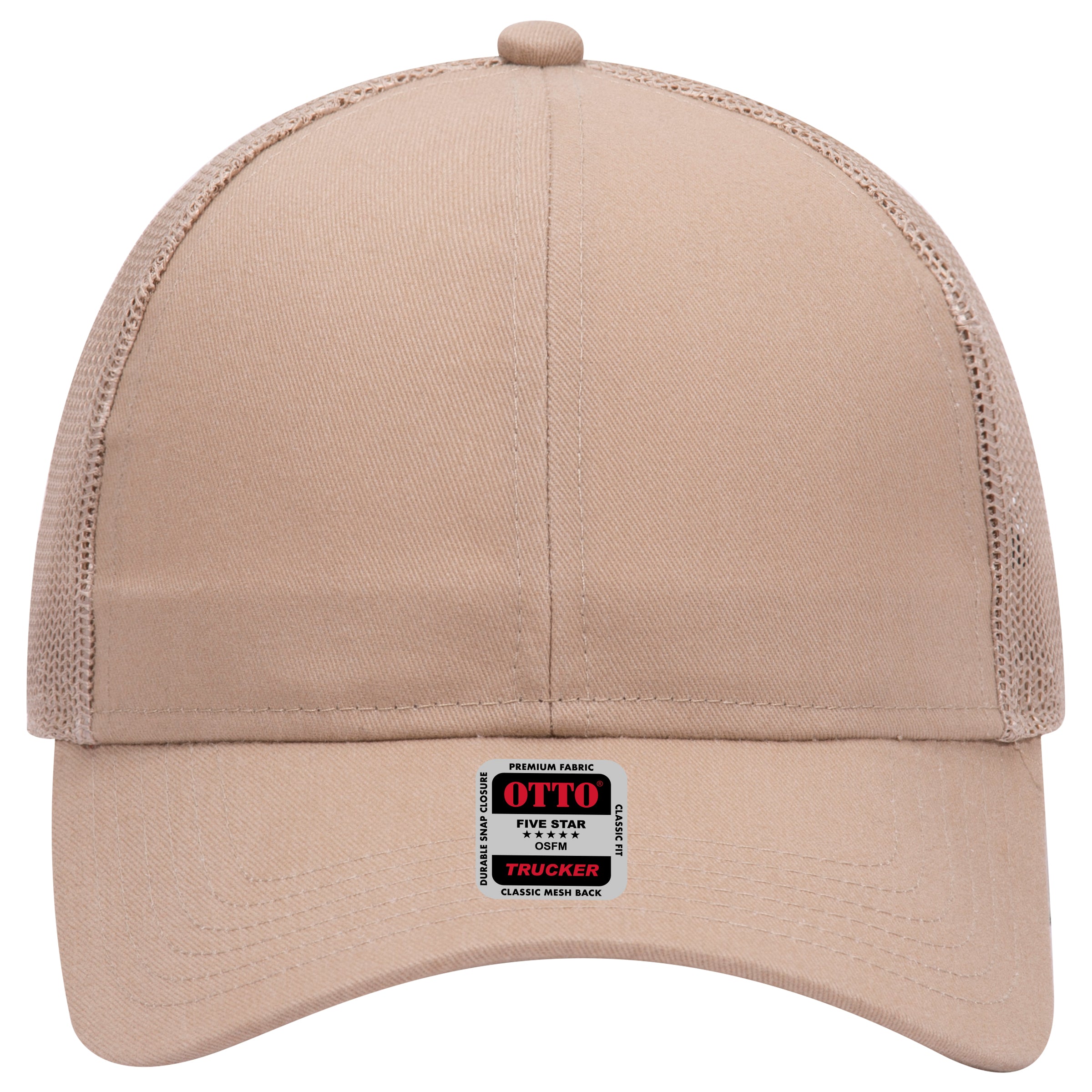 OTTO CAP 6 Panel Mid Profile Mesh Back Trucker Hat OTTO 30-287 Otto Cap 032 - Khaki OSFM - Adult