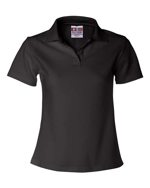 Bayside Women's USA-Made V-Neck Polo - Bayside 1050 Bayside Black XS