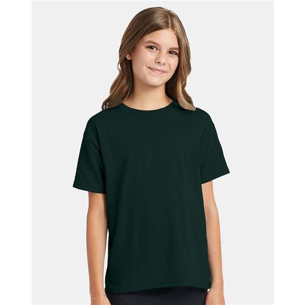 Hanes Ecosmart™ Youth T-Shirt - Deep Forest - Hanes 5370 Hanes Deep Forest XS