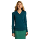 Ladies V-Neck Sweater Joe's USA X-Small Moroccan Blue
