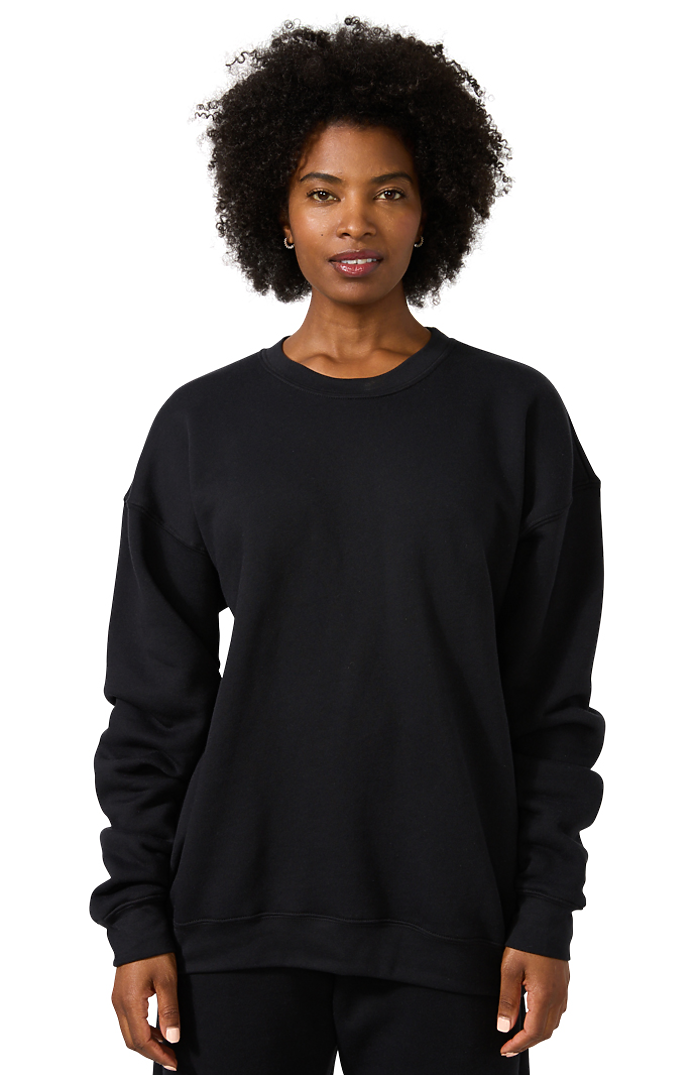 Royal Apparel 3040 Unisex Fashion Fleece Oversize Crew Sweatshirt - Black
