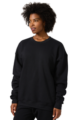 Royal Apparel 3040 Unisex Fashion Fleece Oversize Crew Sweatshirt - Black