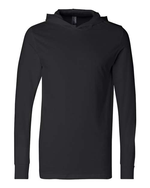 BELLA + CANVAS Jersey Hooded Long Sleeve Tee - BELLA + CANVAS 3512 BELLA + CANVAS Black XS