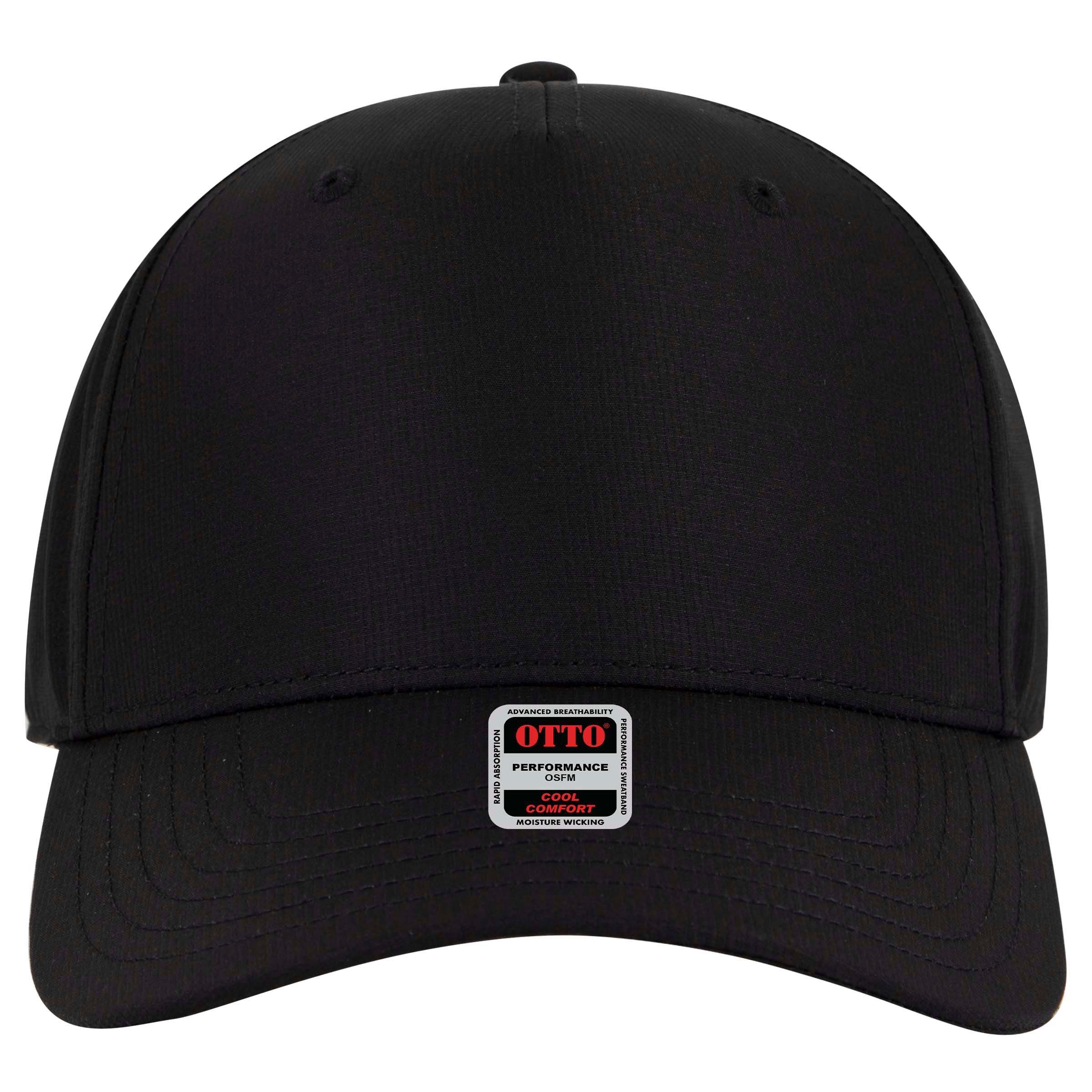 OTTO CAP 5 Panel Mid Profile Style Baseball Cap OTTO 31-1 Otto Cap 003 - Black OSFM - Adult