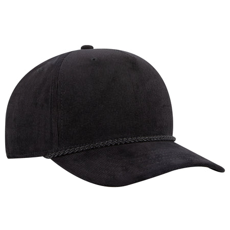 OTTO CAP 5 Panel Mid Profile Corduroy Baseball Cap OTTO 31-3 Otto Cap 003 - Black OSFM - Adult