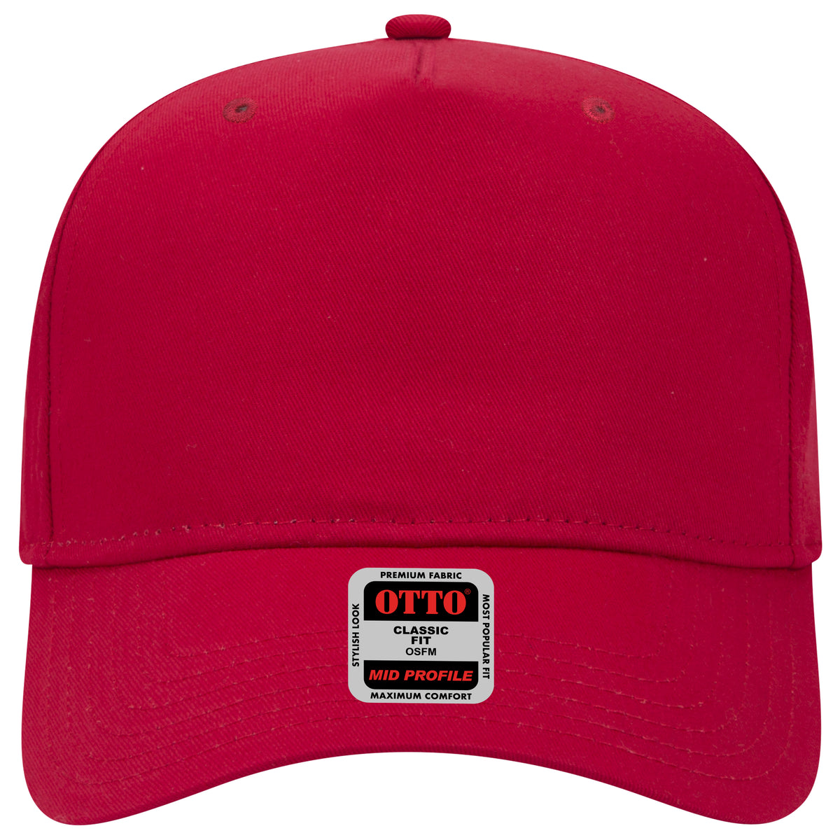 OTTO CAP 5 Panel Mid Profile Baseball Cap OTTO 31-538 Otto Cap 002 - Red OSFM - Adult