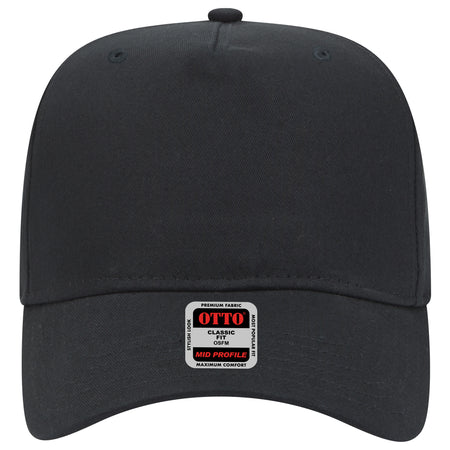 OTTO CAP 5 Panel Mid Profile Baseball Cap OTTO 31-538 Otto Cap 003 - Black OSFM - Adult