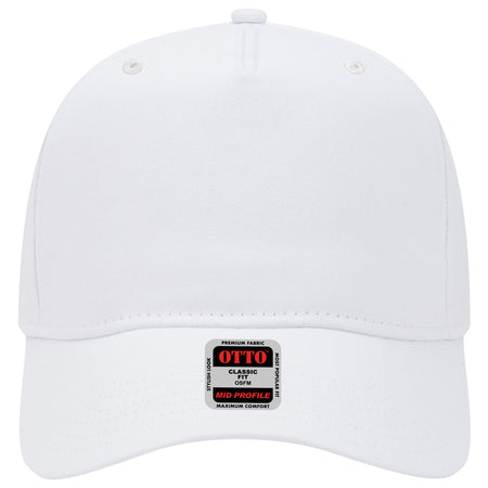 OTTO CAP 5 Panel Mid Profile Baseball Cap OTTO 31-538 Otto Cap 016 - White OSFM - Adult