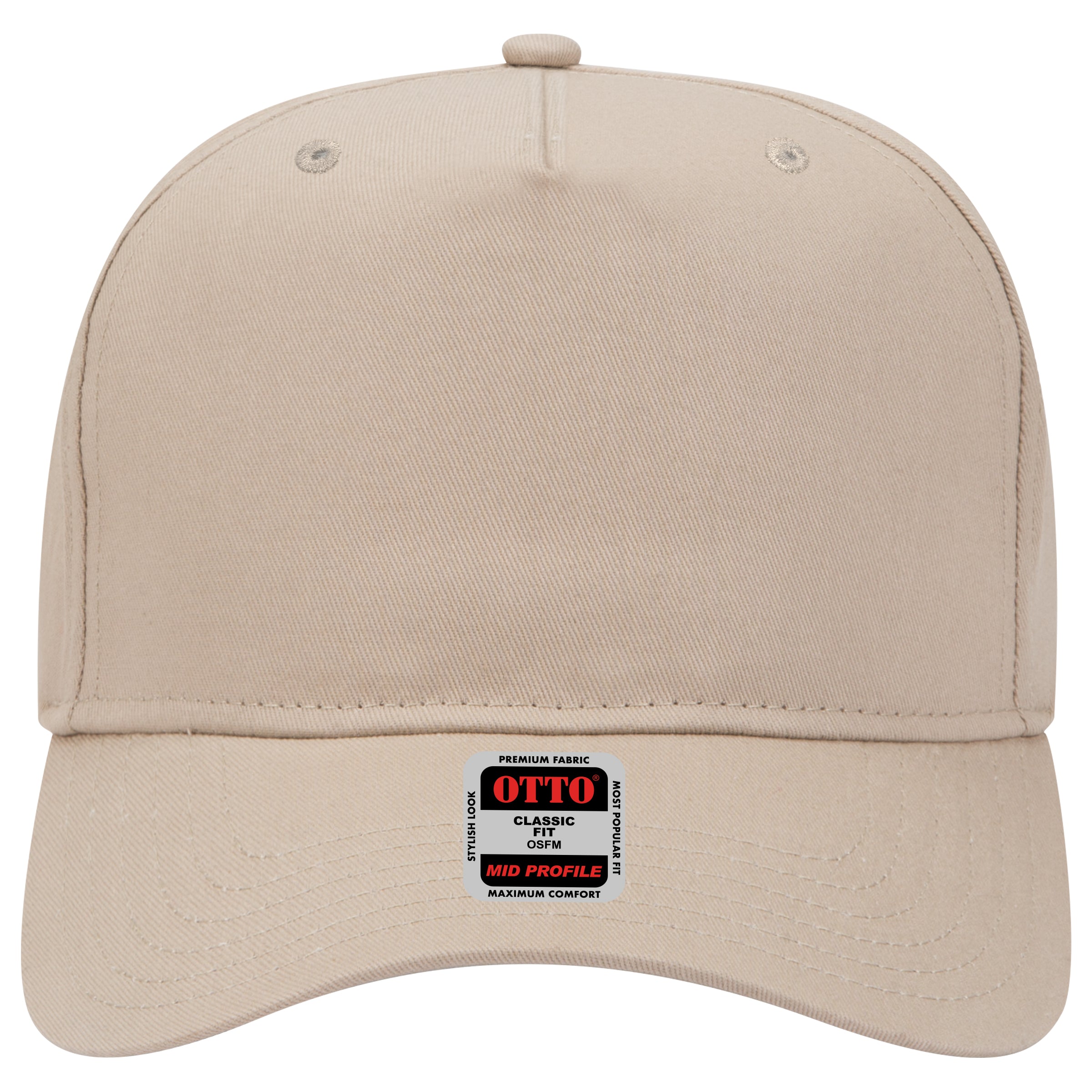 OTTO CAP 5 Panel Mid Profile Baseball Cap OTTO 31-538 Otto Cap 032 - Khaki OSFM - Adult