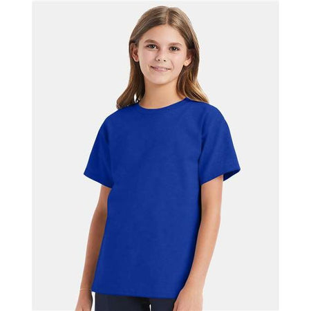 Hanes Essential-T Youth T-Shirt - Deep Royal - Hanes 5480 Hanes Deep Royal XS