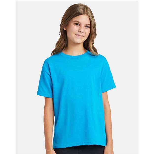 Hanes Ecosmart™ Youth T-Shirt - Teal - Hanes 5370 Hanes Teal XS