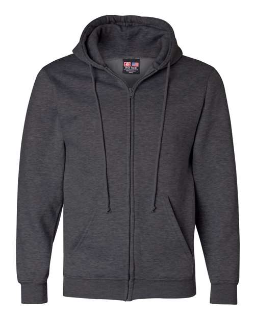 Bayside USA-Made Full-Zip Hooded Sweatshirt - Bayside 900 Bayside Charcoal Heather S