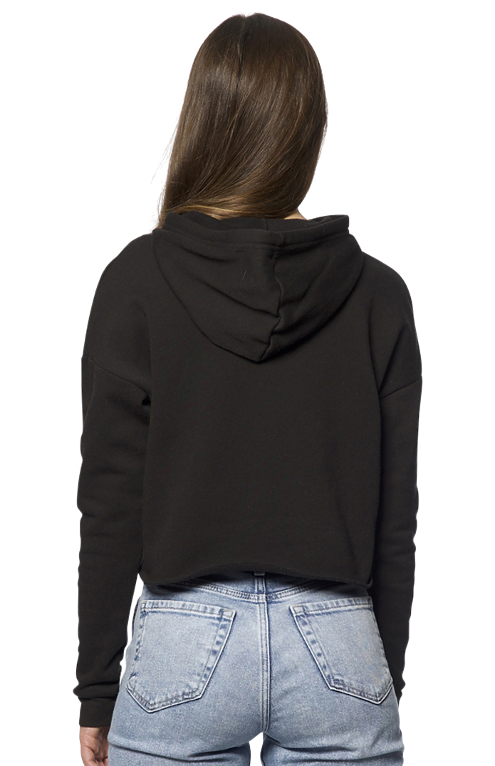 Royal Apparel 3118 Women's Fashion Fleece Crop Hoodie - Black