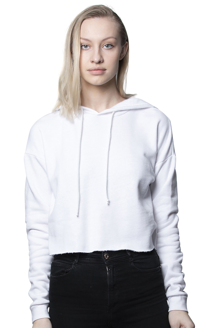Royal Apparel 3118 Women's Fashion Fleece Crop Hoodie - White