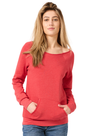 Royal Apparel 3120 Womens Fashion Fleece Raglan Pouch Pocket - Heather True Red