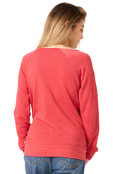 Royal Apparel 3120 Womens Fashion Fleece Raglan Pouch Pocket - Heather True Red